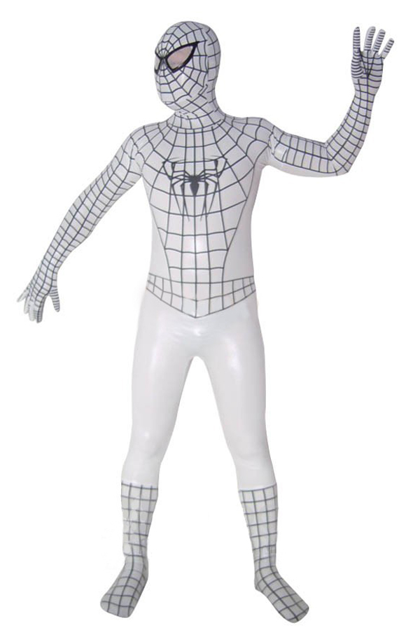Halloween Costumes White Spiderman Zentai Suit - Click Image to Close